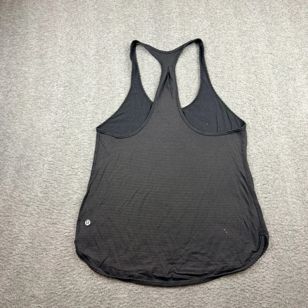 Lululemon Athletica Black Striped Racerback Tank Top Women's Size 6 Activewear‎